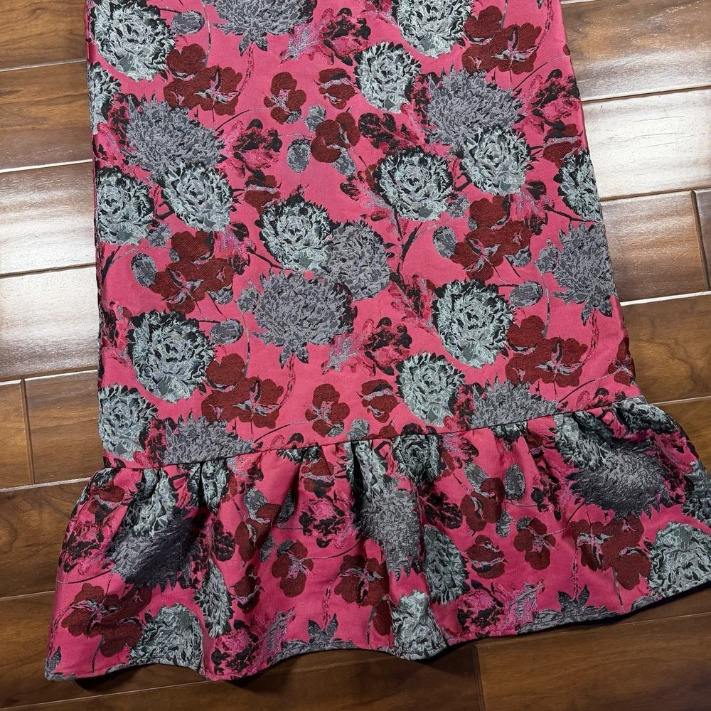 Abbey Glass Women's Size XL Pink Black Floral Jacquard Camille Gown Dress - Picture 3 of 11